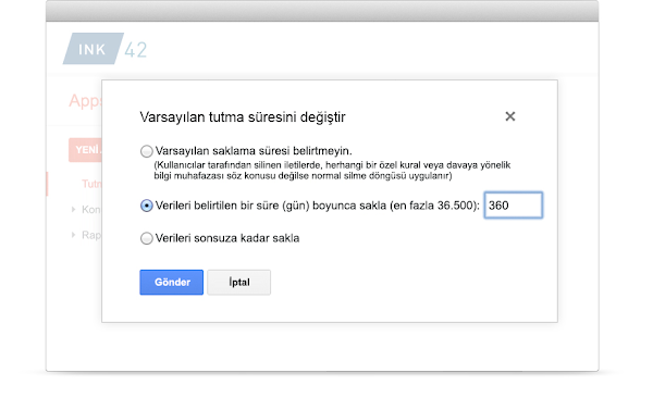 ?zel saklama kural? olu?turma ad?mlar?n? g?steren Apps Kasas? kullan?c? arayüzü 